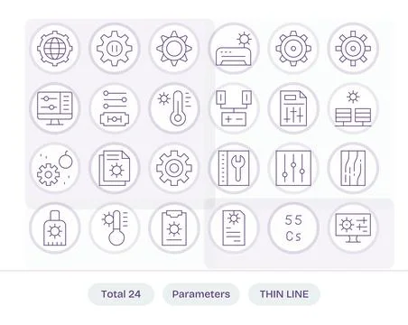 Parameters Vector Icon Repository containing 24 Thin Line Retina Ready Pixe.. Stock Illustration