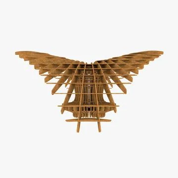 Parametric Abstract Wood Bench Bird 3D Model