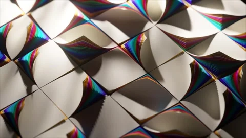 Parametric surface generating intricate geometric patterns and iridescent waves Stock Footage 306458193