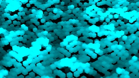 Parametric Voxel Wave — Cyan Neon Digital Ocean Loop 4K Vídeos de archivo 332157914