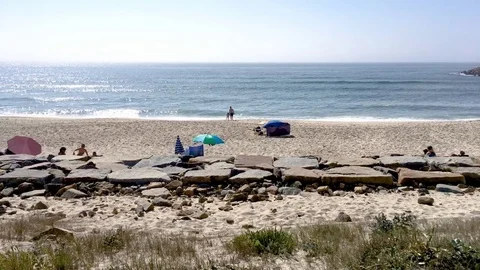 Paramos's beach in Espinho Vídeo Stock 77702107