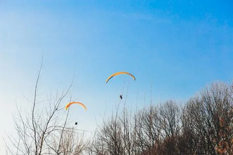 Paramoter player is flying in the sky Stock Photos