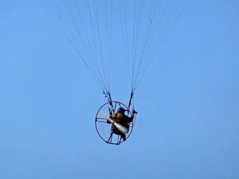 Paramotor in fllight Stock Photos