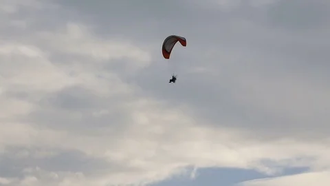 Paramotor flying in the sky Stock Footage 71311217