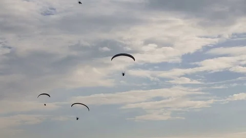 Paramotor flying in the sky Stock Footage 71311702