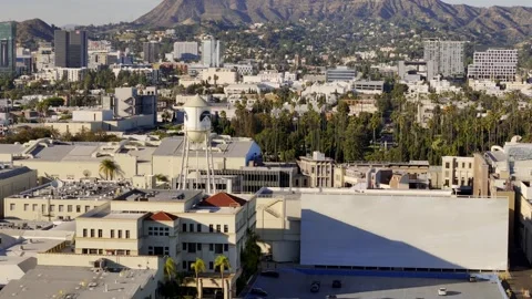 Paramount Pictures Studios in Hollywood - Los Angeles Drone footage - LOS Stock Footage 255956879