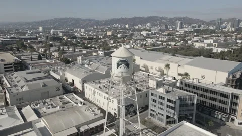 Paramount Studios Aerial Orbit Shot of Water Tower Video stock 230038915