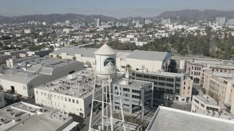 Paramount Studios Aerial Pan and Orbit Shot Stock Footage 230038789