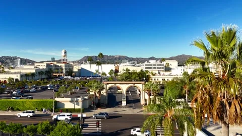 Paramount Studios at Melrose Avenue from above - Los Angeles Drone footage - LOS Stock Footage 255956280