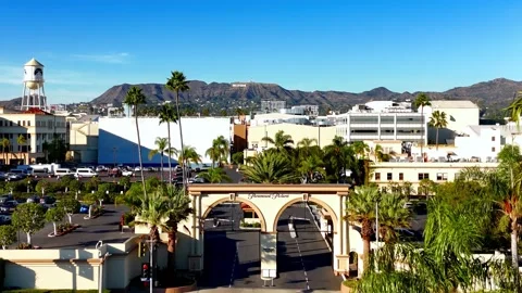 Paramount Studios at Melrose Avenue from above - Los Angeles Drone footage - LOS Stock Footage 311479431