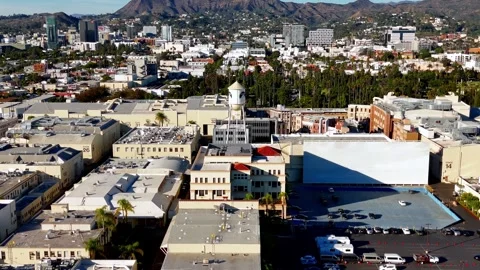 Paramount Studios at Melrose Avenue from above - Los Angeles Drone footage - LOS Stock Footage 311485492