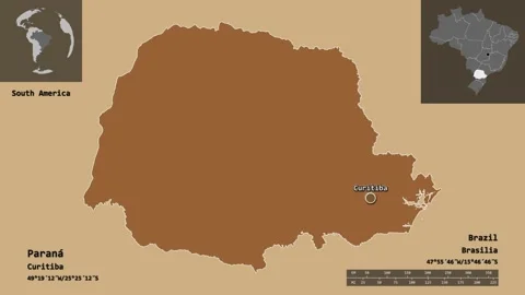 Paraná location. Brazil. Solid patterned map Vídeo Stock 134934857