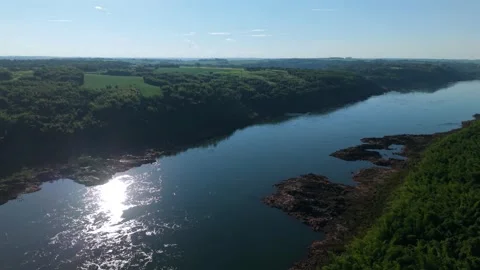 Parana River Winding Through Forested Landscape in Misiones Argentina 스톡 동영상 337623630