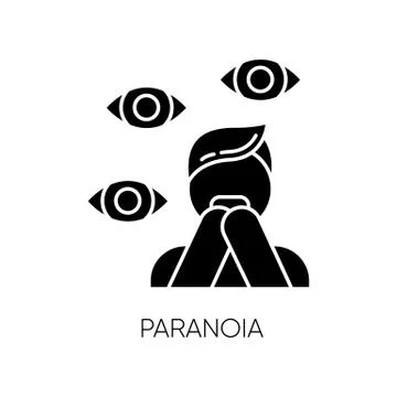 Paranoia glyph icon. Panic attack. Scared person. Terrified man. Stress and a 库存插图