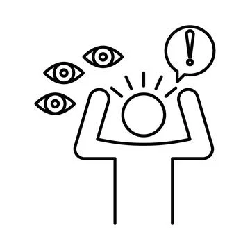 Paranoia icon linear logo mark in black and white イラスト素材