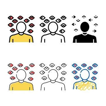 Paranoia psychological problems color types icon vector Stock Illustration