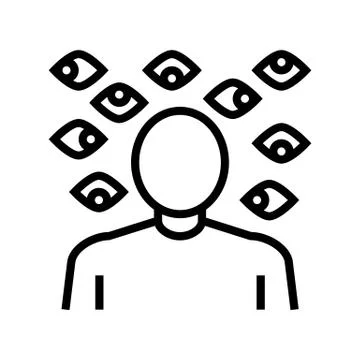 Paranoia psychological problems line icon vector illustration 스톡 일러스트