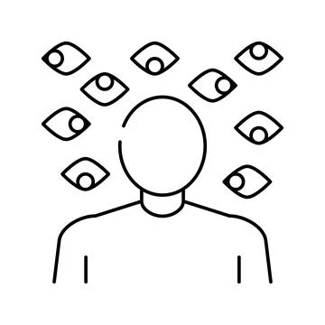 Paranoia psychological problems line icon vector illustration イラスト素材