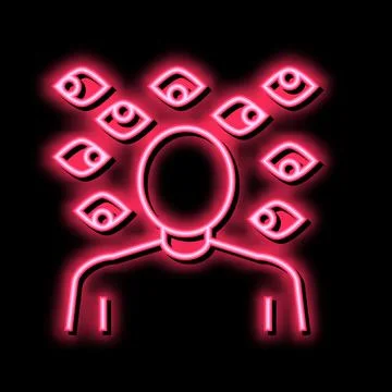 Paranoia psychological problems neon glow icon illustration イラスト素材