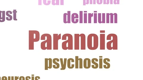 Paranoia Tag Cloud Animated On White Background Video stock 103560616