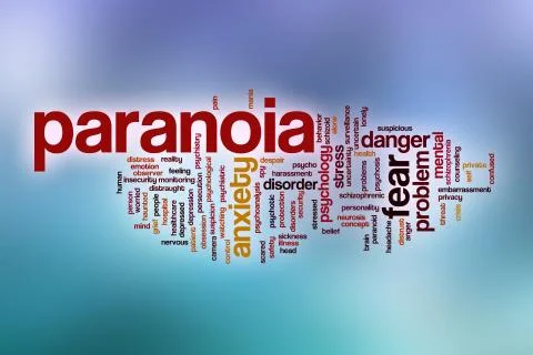 Paranoia word cloud with abstract background Stock Illustration