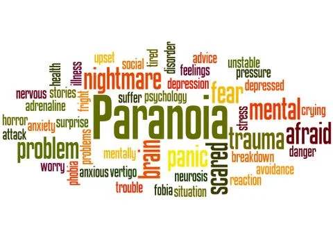 Paranoia word cloud concept 2 Stock-Fotos