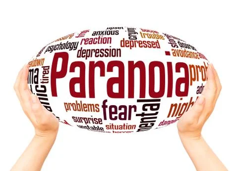 Paranoia word hand sphere cloud concept Stock-Fotos