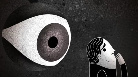 Paranoid man with an eye watching him 库存影片 342478584