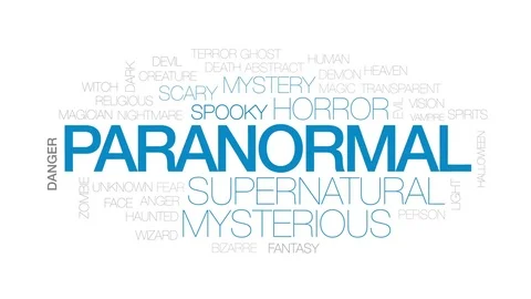 Paranormal animated word cloud, text design animation. Kinetic typography. Stock Footage 79499227
