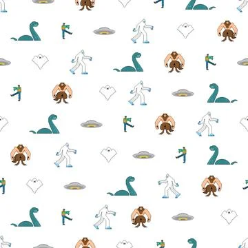 Paranormal pixel art pattern seamless. Werewolf and zombies 8 bit background. Stock Illustration