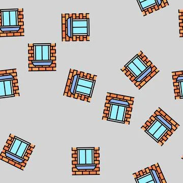 Parapet wall building house vector seamless pattern Stock Illustration