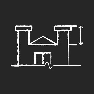 Parapet walls minimum height chalk white icon on dark background Stock Illustration