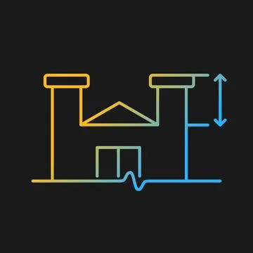 Parapet walls minimum height gradient vector icon for dark theme Stock Illustration