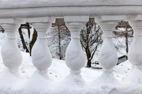 Parapet in winter Stockfoto's