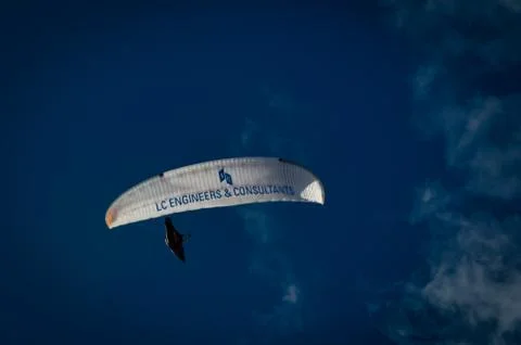 A paraplan in a blue sky Foto stock