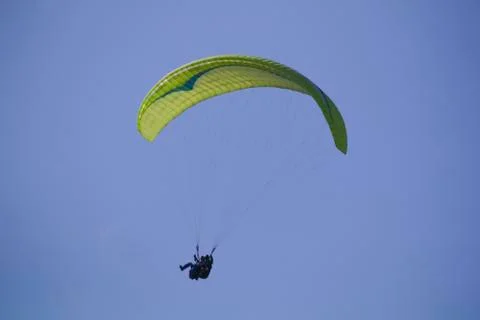 Paraplane on the blue sky background, leisure activity. Stock Photos