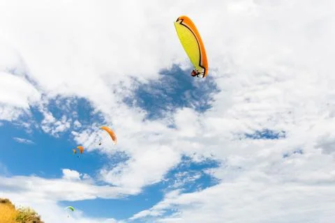 Paraplane flying high up Foto stock