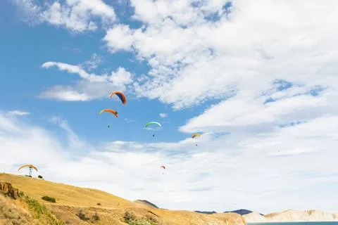 Paraplane flying high up 写真素材