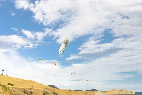 Paraplane flying high up 写真素材