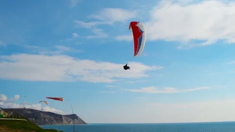 Paraplane in the sky. Video. Stock-Footage 74143767