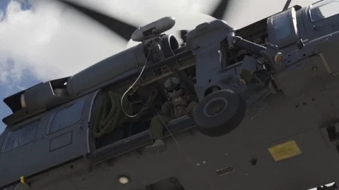 Pararescue trainees perform training with a helicopter - 2018 Stock-Footage 88049442