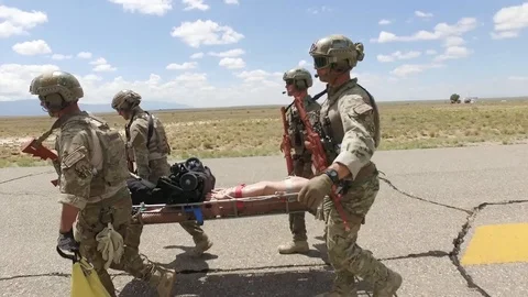 Pararescue trainees perform training with a helicopter - 2018 Stock Footage 88049479