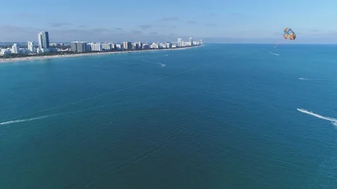 Parasail canopy over the Atlantic off Miami Beach 스톡 동영상 85827378
