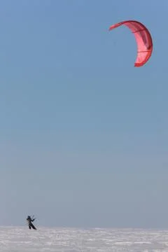 Parasail snowboarding 写真素材
