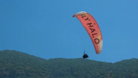 Parasailing above forest. Video stock 246483330