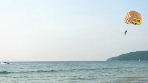 Parasailing active type of recreation Vídeo Stock 156812446