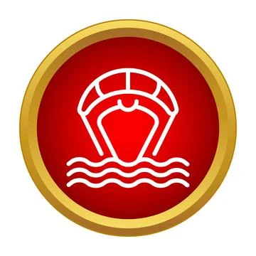 Parasailing activity over waves on red icon Illustrazione stock