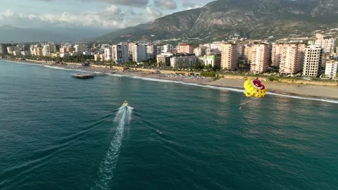 Parasailing aerial view 4 K Turkey Alanya 库存影片 222848499