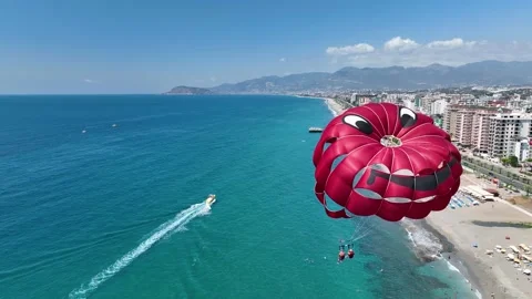 Parasailing aerial view 4 K Turkey Alanya 库存影片 224567218