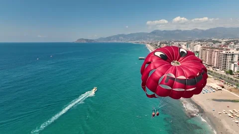 Parasailing aerial view 4 K Turkey Alanya 库存影片 224567309